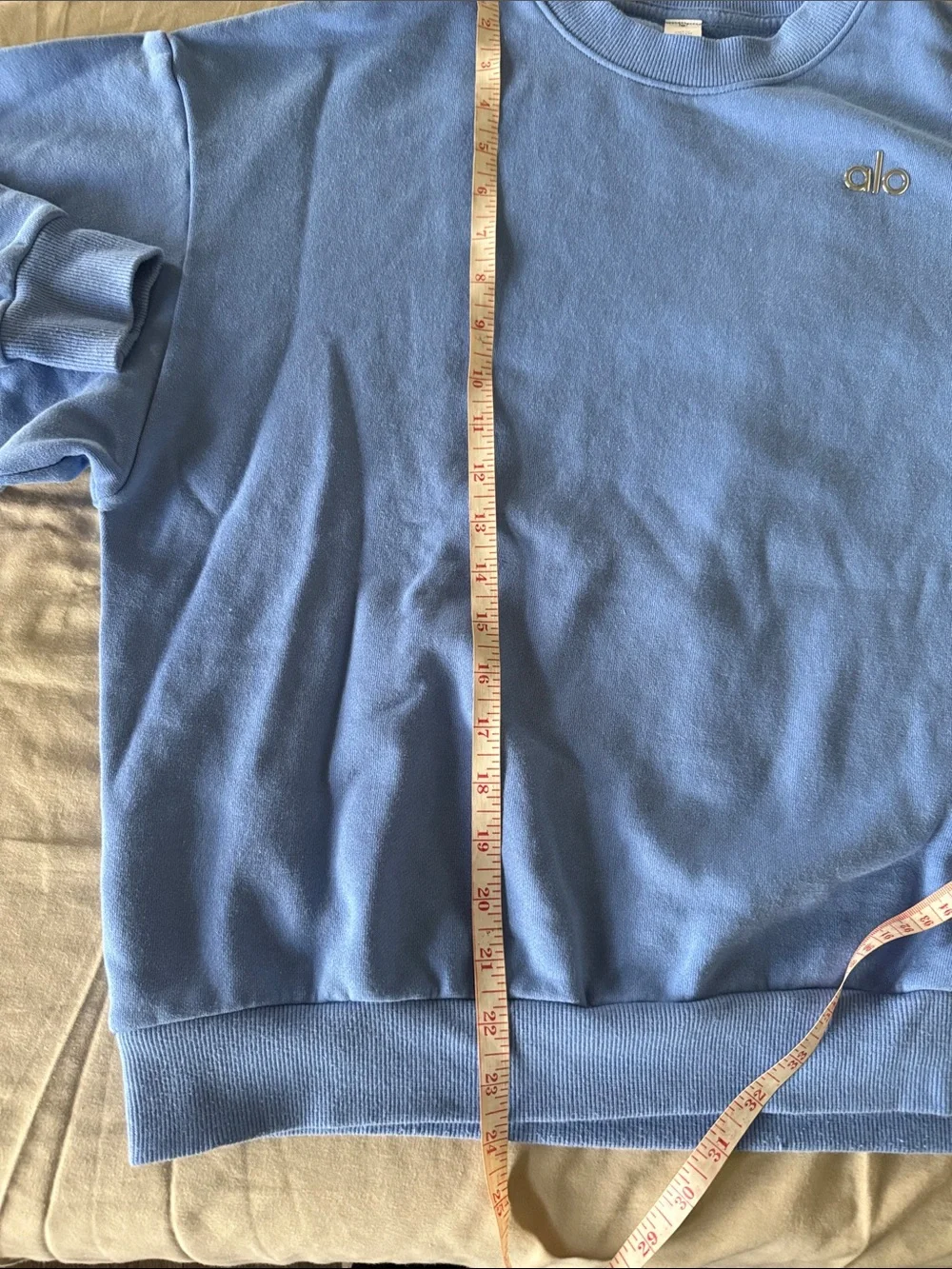 ALO Accolade Crew Neck Pullover, Crystal Clear Blue, size S